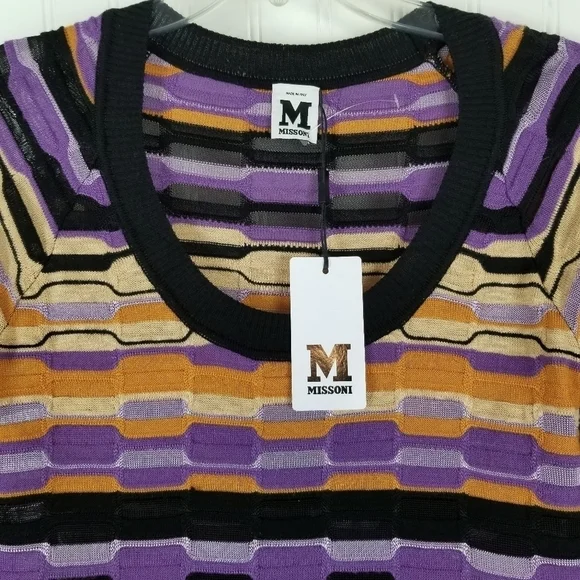 M Missoni NWT Long Sleeve Sweater Dress US 6 EU42 Multi Color Wool Blend 3D Knit - Picture 10 of 16